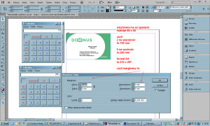 Ustalamy w pliku InDesign marginesy dopuszczalne dla duplikacji wizytówki o rozmiarach 96 x 56 ze spadami