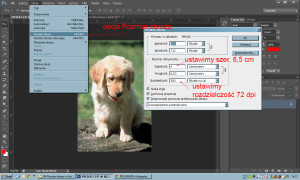 opcja Rozmiar obrazu  w Adobe Photoshop